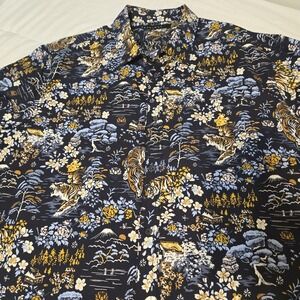 Sean John Men's Floral Tiger Print Button-Up Short Sleeve Shirt 3X New With Tags